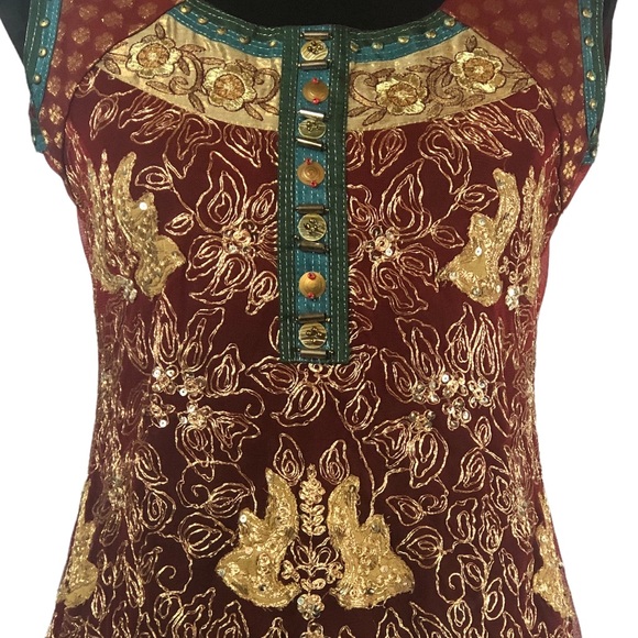 Sheer Embellished Kurta Tunic Top size Small - Picture 3 of 6